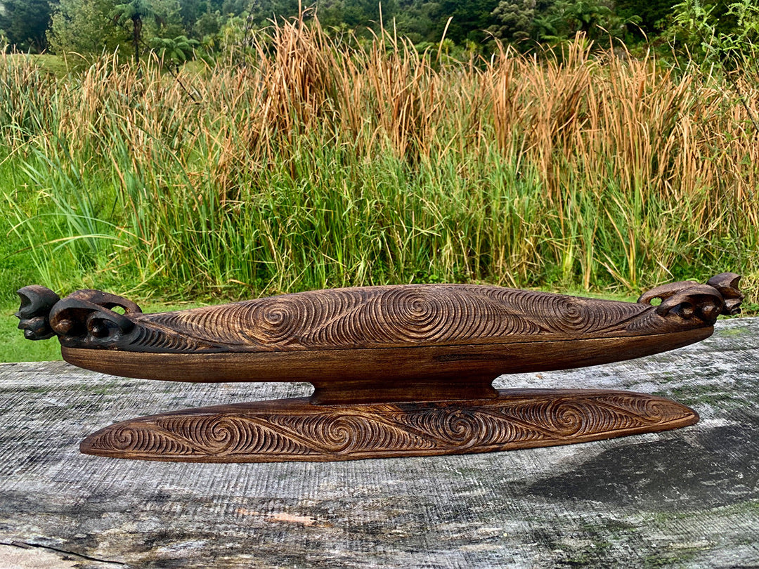 Carved Maori Treasure Box, Waka Huia 